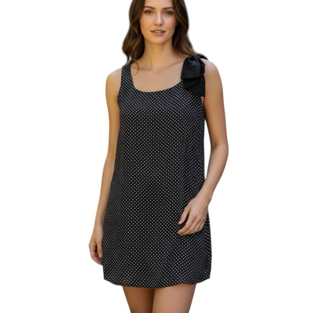 Maurices Small Black White Polka Dot Sleeveless Sheath Dress Y2K Style